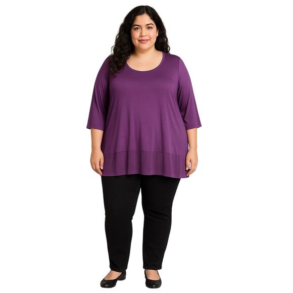 Lane Bryant Deep Purple Tunic Top with Chiffon Hem, Size 22–24 - Picture 1 of 4